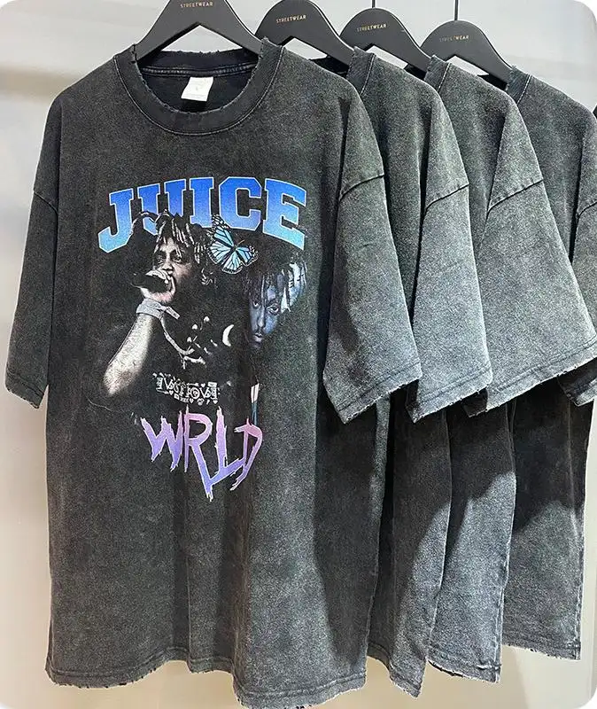 Camiseta masculina com ácido para lavar, de alta qualidade, grande, de hip hop, de algodão, 100%, vintage, gráfico personalizado
