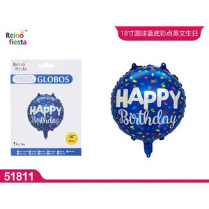 Ballon d'anniversaire bleu de 18 pouces avec points colorés pour les célébrations et les fêtes - Product Image 1