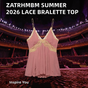 ZATRHMBM Summer 2026 New Arrivals Stylish Breathable <b>Lace</b> Bralette-Style <b>Tank</b> <b>Tops</b> Retro V-Neck Sleeveless Casual Women's <b>Top</b> - Product Image 2