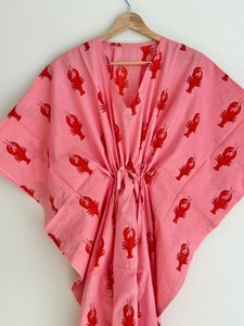 Vestido Kaftán con Estampado Floral Estilo Boho, Vestido Largo para Mujer, Cintura Ajustable con Cordón, Corte Holgado, Ropa Casual - Product Image 4