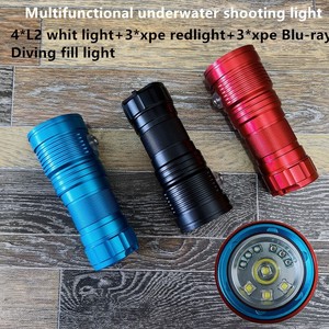 ไฟฉาย LED 3 สี ปรับลำแสงได้ 6500 ลูเมน มาตรฐานกันน้ำ IP68 ตัวเรือนอะลูมิเนียมอัลลอยด์ ใช้สำหรับดำน้ำ ตั้งแคมป์ ค่า CRI สูง 90 สีแดง - Product Image 6