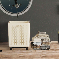 Panier à linge pliable en plastique de grande capacité avec roulettes, bac de rangement pour vêtements sales pour la salle de bain, panier pliable