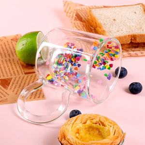 Coreano Inspirado Ins Kawaii Bolha Estrela Rosa Coração Dupla Parede De Vidro Copo De Café Lidar Com Caneca De Leite Resistente Ao Calor Bonito Design Colher - Product Image 4