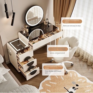 Tocadores de Maquillaje con Altavoz Bluetooth y Espejo Ajustable, Elegante Tocador de Madera para Dormitorio, Muebles de Decoración para el Hogar - Product Image 4