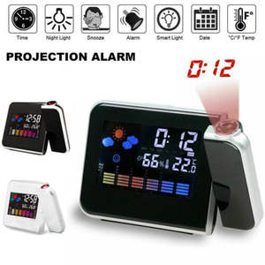 180 °   Réveils numériques rotatifs <span class=keywords><strong>avec</strong></span> calendrier de bureau, <span class=keywords><strong>station</strong></span> <span class=keywords><strong>météo</strong></span>, affichage LED coloré pour enfants, personnes âgées, chambre à coucher - Product Image 2