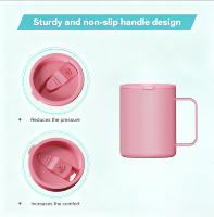 Mug à café isotherme en acier inoxydable 304 avec logo personnalisé, poignée et couvercle, tasse de voyage à double paroi, garde au chaud 6h et au froid 12h