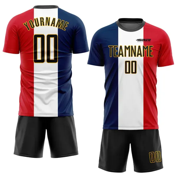 Camisas de futebol e futebol de secagem rápida com design de bandeira personalizado, uniformes esportivos de treinamento de alta qualidade, conjuntos completos