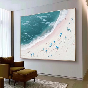 Peinture sur toile acrylique faite à la main, nature morte, décoration murale pour la maison, art mural de luxe, grande taille, bleu et blanc, thème côtier - Product Image 2