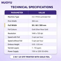 Printer UV DTF 3 in 1 30cm dengan Laminator Foil Emas Roll to Roll Mesin Transfer Emboss TPU 3D untuk Pakaian OEM ODM