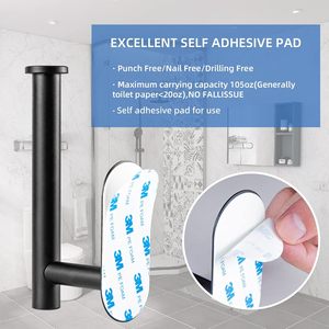 Self Adhesive Punch-Free Wall Mount Toilet Paper Holder for Bathroom SUS 304 Matte Black - Product Image 3