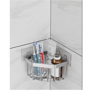 Panier de rangement mural en acier inoxydable pour éponge d'évier de cuisine moderne, écologique, sans perçage, pour hôtel, avec drain - Product Image 3
