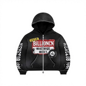 Sudadera con Capucha Personalizada para Hombre, Estilo Vintage, Lavado Ácido, Tejido Grueso de 370g, 100% Algodón, Impermeable, Resistente al Viento, Bordada - Product Image 1