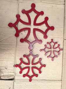Sous-plat rond en fonte antique de style français, <span class=keywords><strong>Occitane</strong></span>, <span class=keywords><strong>croix</strong></span> rouge, pour table, diamètre 20 cm, décoration de ferme - Product Image 6