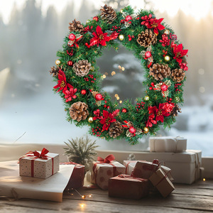 Decorazioni Natalizie per Finestre: Adesivi Statici in PVC Senza Colla, Resistenti ai Raggi UV e Impermeabili, con Poinsettia, Fiocchi, Pigne e Palline - Product Image 4