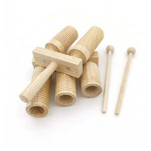 3 Tone <b>Wooden</b> <b>Blocks</b> with Handle and Mallet Percussion Instrument For Kids Musical Education - Product Image 3