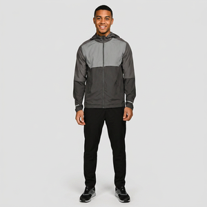 Factory Wholesale Men's Sport Zipper Windbreaker <b>Jacket</b> Polyester Hooded Winter Style Sporty Style Sustainable <b>Jackets</b> for Men - Product Image 1