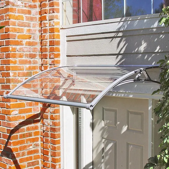 กลางแจ้งคิ้วกันสาดประตู Patio Canopy Sun Shade Rain UV ป้องกัน PC1500 Series ประตูหลังคา Rain ช่อง