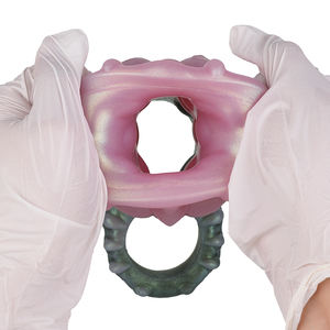 Open-End Dog King Titans <span class=keywords><strong>Penis</strong></span>-Hülle <span class=keywords><strong>3</strong></span> Größen Silikon-Dildo-Überzug mit Anti-Rutsch-Ring für Männer zur Penisvergrößerung und Ejakulationsverzögerung - Product Image 3