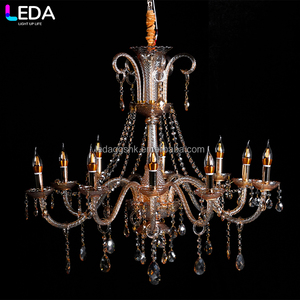 LEDA Luxury Event Birthday <b>Ceiling</b> <b>Decor</b> Glass Chandelier Gold 10-Arm Chandelier with Warm-Tone Lights for <b>Wedding</b> - Product Image 2