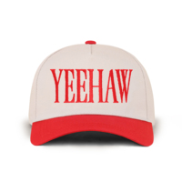 Gorra de Béisbol de Cinco Paneles con Visera Rígida, Personalizable de Fábrica, en Dos Tonos, con Bordado 'YEEHAW', Estilo Retro Casual Unisex