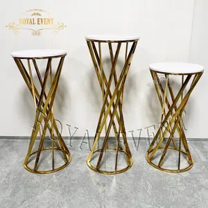 Stainless Steel Golden Plinth Stand cake and flower display racks For wedding Events Party decorative small table set