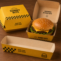 Emballage alimentaire à emporter, boîte en papier kraft personnalisée, jetable, pour restaurant de restauration rapide, livraison de hamburgers, poulet frit, frites