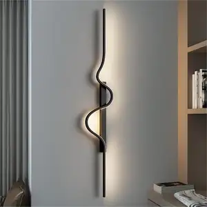 High quality romantic bedroom bedside iron wall light warm living room background LED long wall lamp 60 80 100 120cm