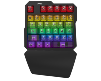 Clavier de jeu mécanique JEDEL KL16 à 35 touches, à une main, avec repose-poignets, interrupteurs rouges et touches transparentes