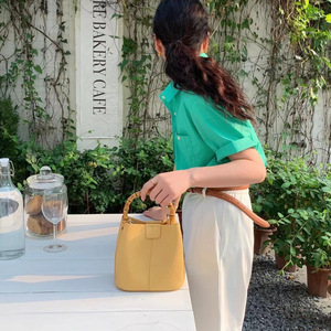 Sac seau pour femme en cuir PU, couleur unie, à bandoulière, tendance minimaliste, vente chaude - Product Image 4