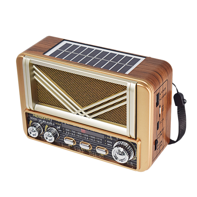 USB-C Rechargeable FM/AM/SW Multiband Retro Wood Vintage Compact Stereo Radio World Receiver with BT USB TF Card Mp3 Player