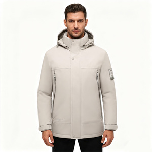 Veste imperméable coupe-vent à fermeture éclair pour homme, blanche, chaude, à capuche, pour l'hiver, décontractée, non tissée, grande taille, écologique - Product Image 1