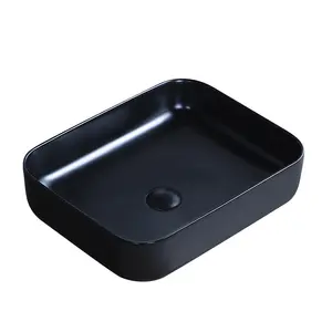 Nouveau Design Offre Spéciale Bonne Qualité Lavabo En Céramique de Couleur Noire Mat Finition Mode Lavabo Rectangulaire Lavabo