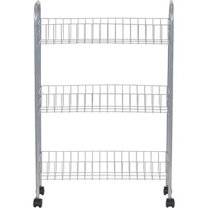 รถเข็นเก็บของแบบบางพิเศษพร้อมชั้นวางสามชั้นและล้อเลื่อน เหมาะสำหรับใช้ในห้องซักรีด ห้องน้ำ ห้องเก็บของ และห้องครัว - Product Image 1