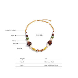 قلادة خرز خشبية يدوية الصنع عالية الجودة من XY 2018 مع سلسلة من الفولاذ المقاوم للصدأ للهدايا - Product Image 6