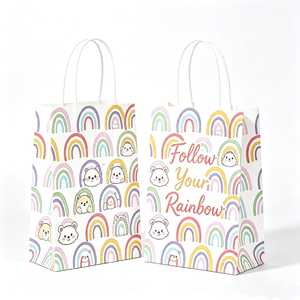 Custom Logo Christmas Paper Gift <strong>Bag</strong> <strong>Pastel</strong> Rainbow Bear Kawaii Holiday <strong>Party</strong> <strong>Bag</strong> Twisted Handle - Product Image 2