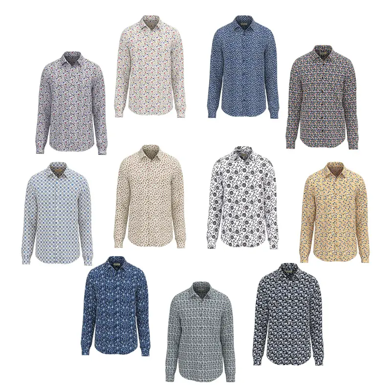 Fit Herren Shirt Muster Shirts Custom Printed Slim Full Sleeve Floral Casual Langarm 3D Printed Shirts Stock Großhandel