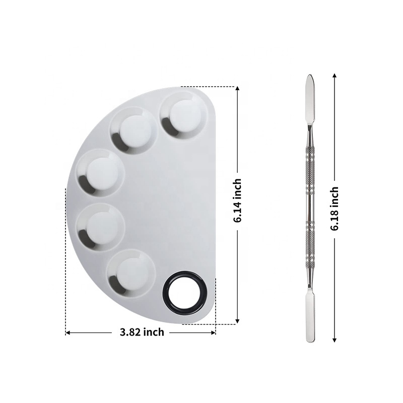 Make-up Mischpalette Edelstahl – 2 Paletten + 2 Spatel, Für Foundation, Pigmente, Nail Art