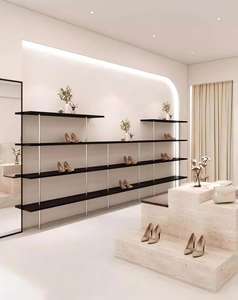 Meuble de présentation en bois haut de gamme pour chaussures et sacs à main, et comptoir de caisse pour magasin de chaussures - Product Image 1