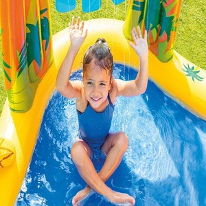 Tobogán acuático inflable para niños, para jugar al aire libre, con rociador y tobogán, material de PVC color amarillo limón - Product Image 3