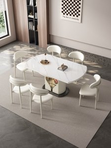 Ensemble <span class=keywords><strong>table</strong></span> et chaises de salle à manger rondes en pierre frittée, style moderne et minimaliste 2026, avec <span class=keywords><strong>table</strong></span> extensible et rangement intégré - Product Image 4