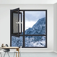 Ventanas y Puertas de Aluminio Personalizadas de Fábrica, Ventana Abatible de Doble Vidrio Templado, Ventanas Abatibles de Aluminio