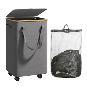 Bamboo Laundry Hamper for Clothes and Toys <b>Large</b> Capacity Laundry Hamper With Wheels Bamboo Laundry <b>Basket</b> - Product Image 1