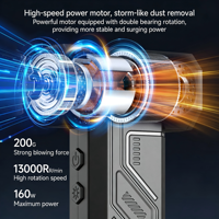 Ventilateur turbo sans fil haute vitesse 130000 tr/min avec batterie 6000 mAh, puissance 160 W et 3 niveaux de vent réglables