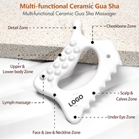 OEM Outil de massage corporel et facial en céramique 6-en-1 Gua Sha, drainage lymphatique, points de pression, sculpture du visage, planche Guasha, logo personnalisé