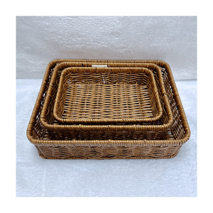Rectangular Woven Rattan <b>Storage</b> <b>Basket</b> Handmade For Food Container Snacks Fruits <b>Vegetables</b> - Product Image 5