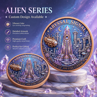 Pièce de monnaie interstellaire en cuivre pur 999 de 1 oz, 3D en relief, colorée UV, effet proof-like, Voyageur Galactique, Artisanat Métallique Artistique