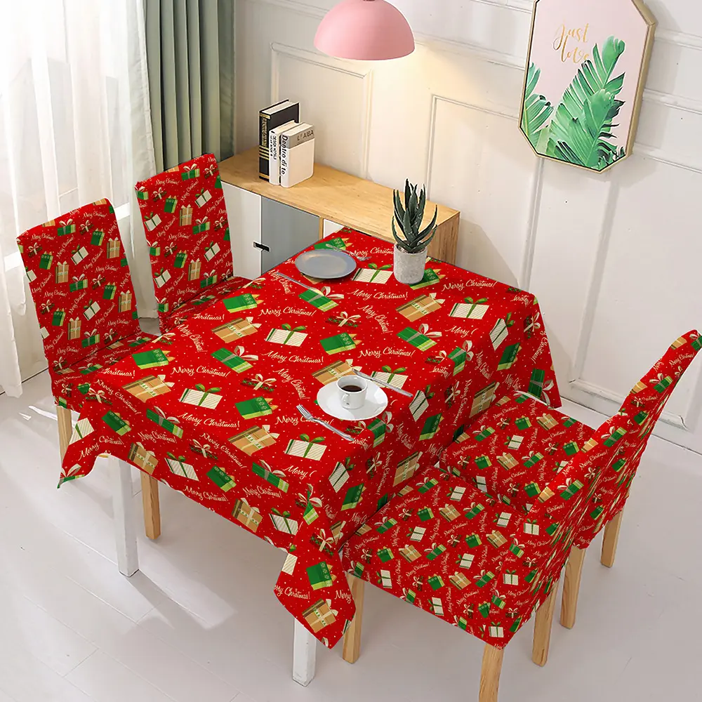 Christmas Santa Claus Design Sitting Room Chair Cover Folding Chair Seat Covers Waterproof Printed Rectangle Tablecloth