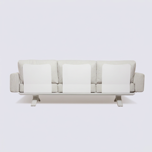 Sofá Moderno de Tres Plazas, Tapizado en Cuero PU, Respaldo Recto, Brazos Rectos, Patas de Metal, para Sala de Estar - Product Image 3