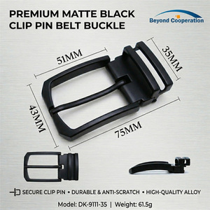 Fibbia per Cintura Reversibile a Doppio Ponte Nera Opaca Personalizzata da 35mm, Fibbia a Perno di Alta Qualità per <span class=keywords><strong>Cinture</strong></span> in Pelle da Uomo, Hardware OEM di Fabbrica - Product Image 1