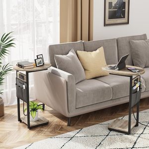 C a forma di tavolo con stazione di ricarica piccolo per divano vassoio <span class=keywords><strong>TV</strong></span> scivolo sotto divano tavolo con struttura in metallo per soggiorno camera da letto - Product Image 4